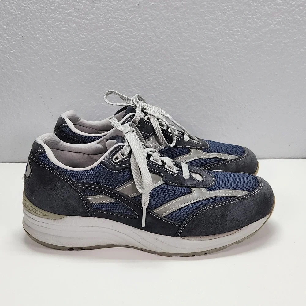 SAS Mens Journey Mesh Walking Shoes Blue Suede Sneakers Size 8M